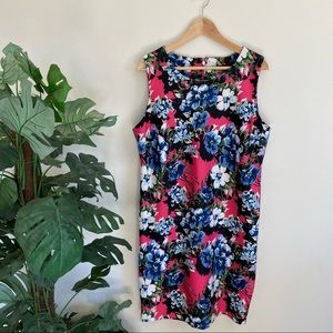 Tommy Hilfiger Plus Size Pink and Blue Floral Scuba Bodycon Dress